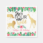 フォーエバーワイルドガールズ4歳の誕生日 スタンダードカクテルナプキン (正面)