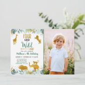 フォーエバーワイルドグリーンリー金ゴールドサファリ誕生日 招待状 (スタンド正面)