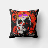 フォーエバーワイルドゴシックスカルレッドローズ クッション (裏面)