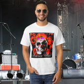 フォーエバーワイルドゴシックスカルレッドローズ Tシャツ