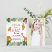 フォーエバーワイルドサファリアニマルズガール誕生日 招待状 (スタンド正面)