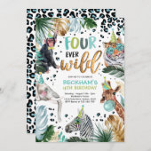フォーエバーワイルドサファリアニマルズ4thボーイ誕生日 招待状 (正面/裏面)