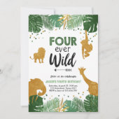 フォーエバーワイルドサファリアニマルボーイ誕生日 招待状 (正面)