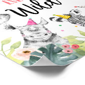 フォーエバーワイルドサファリパーティー動物誕生日標識 ポスター (角)