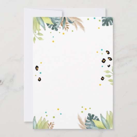 フォーエバーワイルドサファリパーティー動物4歳の誕生日 招待状 (裏面)