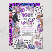 フォーエバーワイルドサファリレインボーチーター4th誕生日 招待状 (正面/裏面)