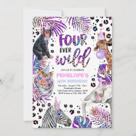 フォーエバーワイルドサファリレインボーチーター4th誕生日 招待状