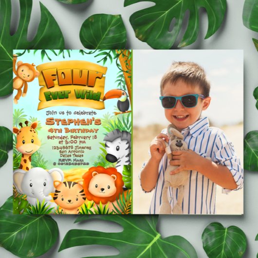 フォーエバーワイルドサファリ誕生日と写真 招待状