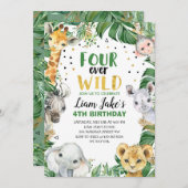 フォーエバーワイルドジャングルサファリ4th誕生日パーティー 招待状 (正面/裏面)