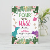 フォーエバーワイルドディノガールピンクディゾロウ誕生日 招待状 (スタンド正面)