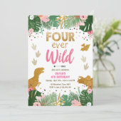 フォーエバーワイルドディノガールピンクディゾロウ誕生日 招待状 (スタンド正面)