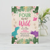 フォーエバーワイルドディノガールピンク恐竜誕生日 招待状 (スタンド正面)