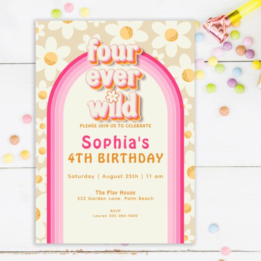 フォーエバーワイルドデイジーレインボー誕生日招待状- 招待状