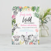 フォーエバーワイルドトロピカルサファリガール誕生日 招待状 (スタンド正面)