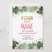 フォーエバーワイルドトロピカルサファリガール誕生日 招待状 (正面)