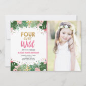 フォーエバーワイルドトロピカルサファリガール誕生日 招待状 (正面)