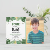 フォーエバーワイルドトロピカルサファリボーイ金ゴールド誕生日 招待状 (スタンド正面)