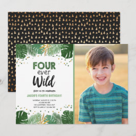 フォーエバーワイルドトロピカルサファリボーイ金ゴールド誕生日 招待状