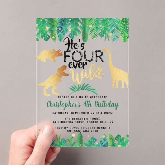 フォーエバーワイルドバードボーイズ4歳の誕生日 アクリル招待状 (インサイチュ (ポータブル))