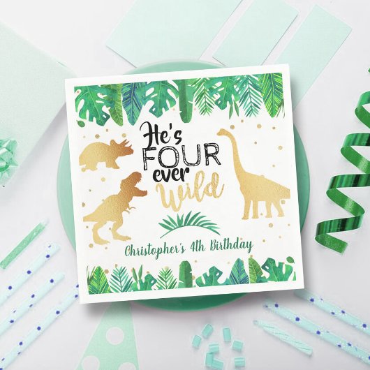 フォーエバーワイルドバードボーイズ4歳の誕生日 スタンダードカクテルナプキン