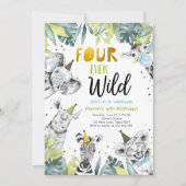 フォーエバーワイルドパーティーアニマルズサファリボーイ誕生日 招待状 (正面)