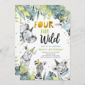 フォーエバーワイルドパーティーアニマルズサファリボーイ誕生日 招待状 (正面/裏面)