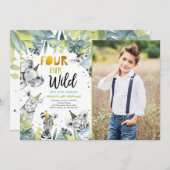 フォーエバーワイルドパーティーアニマルズサファリボーイ誕生日I 招待状 (正面/裏面)