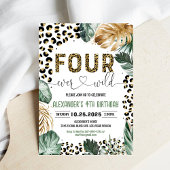 フォーエバーワイルドヒョウ印刷ジャングル誕生日 招待状