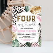 フォーエバーワイルドヒョウ印刷ジャングル誕生日 招待状