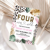 フォーエバーワイルドヒョウ印刷ジャングル誕生日 招待状