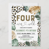 フォーエバーワイルドヒョウ印刷ジャングル誕生日 招待状 (正面)