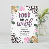 フォーエバーワイルドヒョウ印刷4th誕生日パーティー 招待状 (スタンド正面)