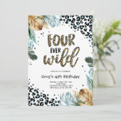 フォーエバーワイルドボーイジャングルヒョウ印刷誕生日 招待状 (スタンド正面)