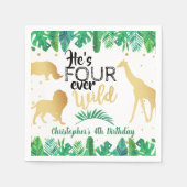 フォーエバーワイルドボーイズ4歳の誕生日 スタンダードカクテルナプキン (正面)