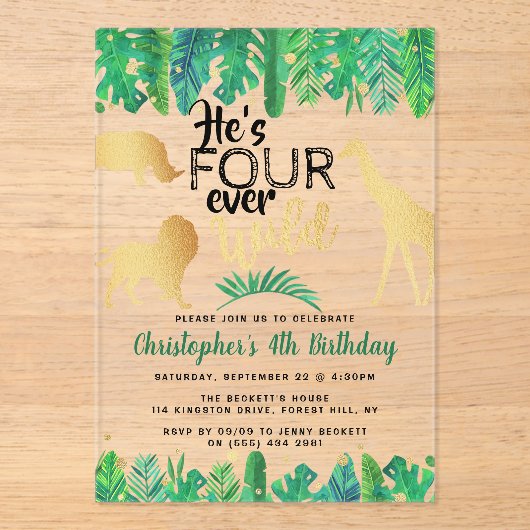 フォーエバーワイルドボーイズ4th誕生日パーティー アクリル招待状 (正面)