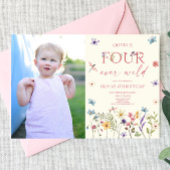 フォーエバーワイルド ワイルドフラワー フォト 4歳 誕生日パーティー 招待状