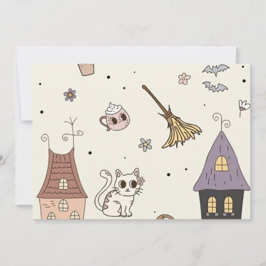 フォーエバー不気味キュート幽霊ハロウィーン誕生日 招待状 (裏面)