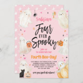 フォーエバー不気味ハロウィーンガール4th誕生日パーティー 招待状 (正面/裏面)