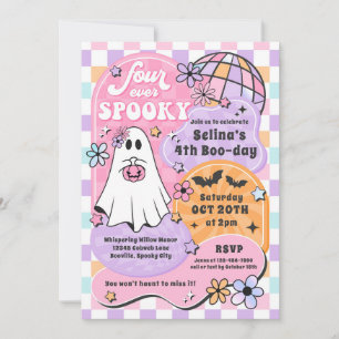 フォーエバー不気味ハロウィーン幽霊4th誕生日 招待状