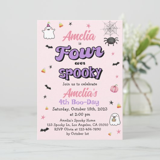 フォーエバー不気味ハロウィーン4th女の子誕生日 招待状 (スタンド正面)