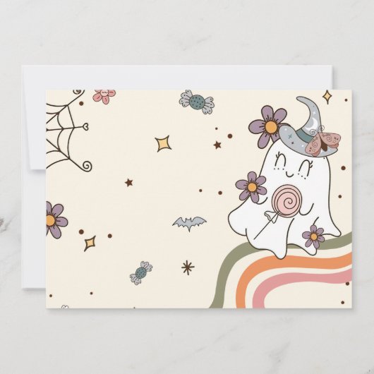 フォーエバー不気味レトロ幽霊ハロウィーン誕生日 招待状 (裏面)