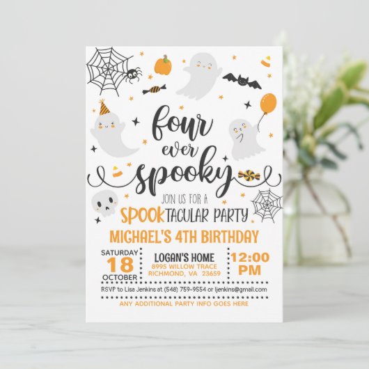 フォーエバー不気味誕生日招待状- Blk/Orange 招待状 (スタンド正面)