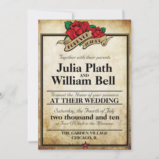 フォーエバー参加バラアーバンタトゥーテーマ 招待状 (裏面)