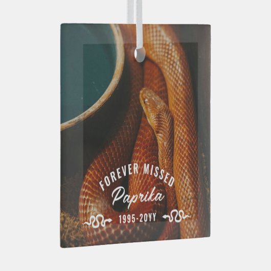 フォーエバー恋しく思フォトペットスネークメモリアル ガラスオーナメント (正面右)