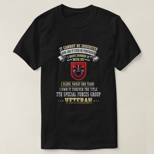 フォーエバー第7回特別部隊グループ退役軍人 Tシャツ (デザイン正面)