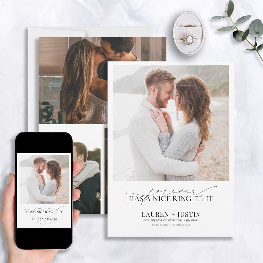 フォーエバー素敵なリングや輪引用文4フォト婚約 招待状