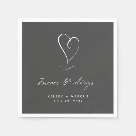 フォーエバー結婚ズ&常時婚約 | チャコール スタンダードカクテルナプキン (正面)