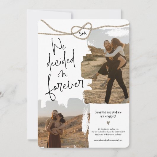 フォーエバー航海のノットロープ2枚の婚約 案内状 (正面)