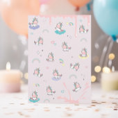 フォーエバー魔法ユニコーンかわいい女の子4歳の誕生日 招待状