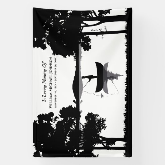 フォーエバー魚釣り葬儀記念白黒 横断幕 (縦)